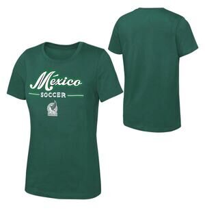 Mexico National Team Women's XXL Green Script Logo Soccer Tee futbol T-shirt top